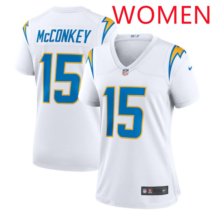 Women Los Angeles Chargers #15 Ladd McConkey 2025 Nike White Game NFL Jersey->women nfl jersey->Women Jersey